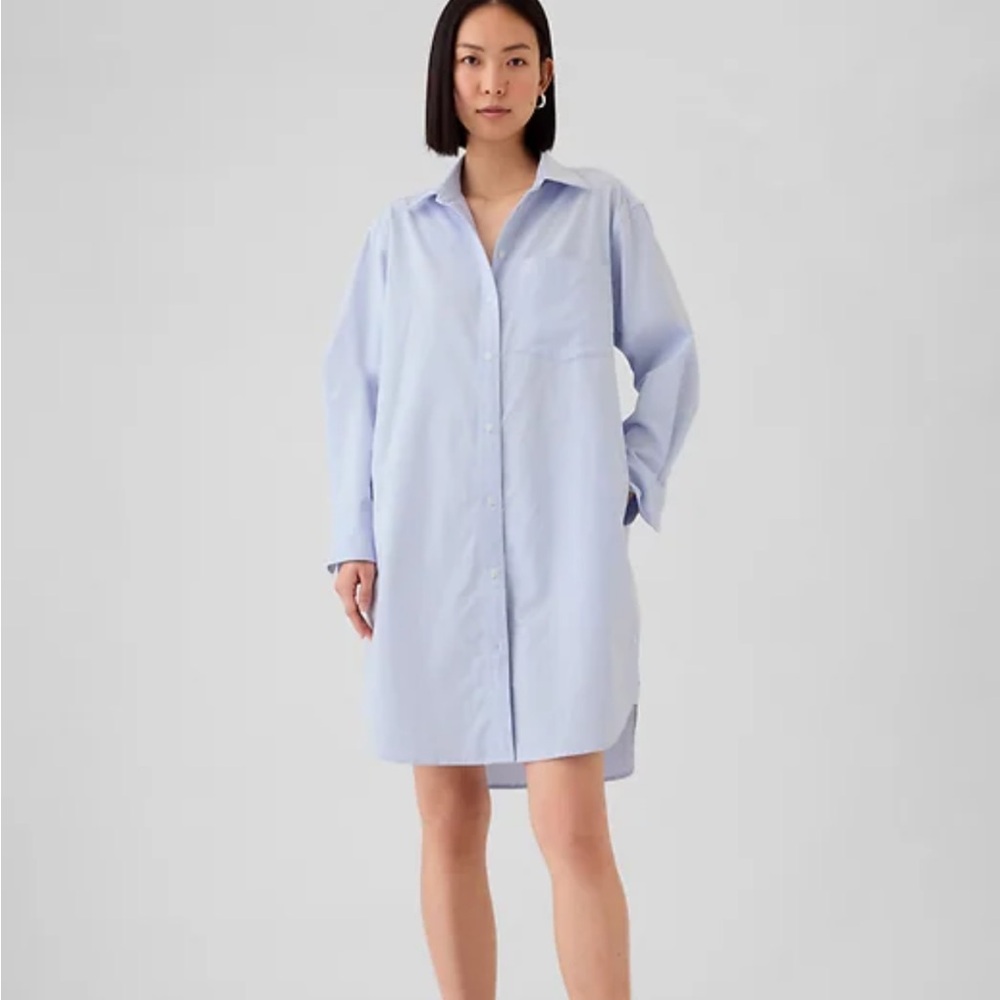 Light Blue Oxford Shirt Dress with optional tie waist wrap